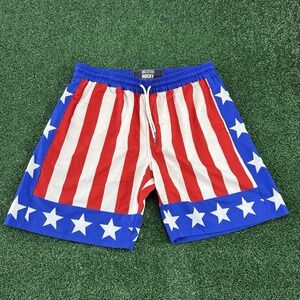 RSVLTS Rocky Shorts Men's Activewear Drawstring Size Large American Flag Print